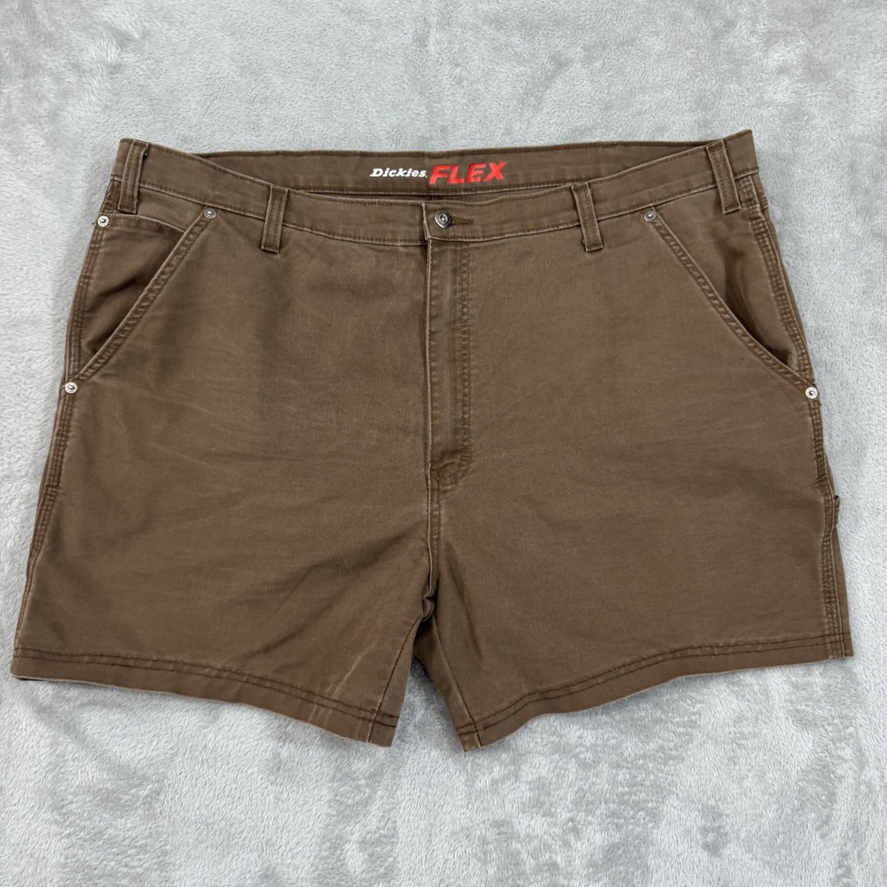 Dickies Mens Flex Shorts Size 44 Carpenter Work Relaxed Fit Utility Brown Canvas